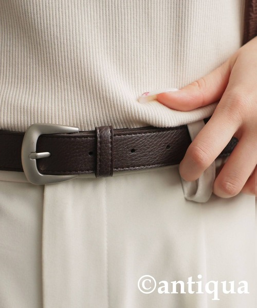 antiqua（アンティカ）の「マットテクスチャーベルト（ベルト・レディース・ホワイト/ブラック/ブラウン・FREE）」の3枚目の写真