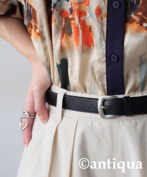 antiqua（アンティカ）の「マットテクスチャーベルト（ベルト・レディース・ホワイト/ブラック/ブラウン・FREE）」の2枚目の写真
