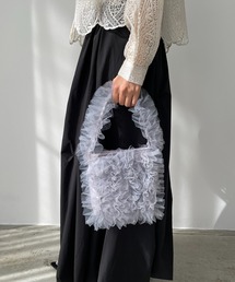 antic rag（アンティックラグ）の「パール編み込みフリルチュールバッグ（ハンドバッグ）」