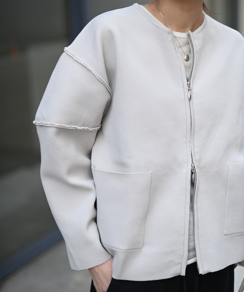 Marient(マリエント)の「ボリュームショルダージップCD(カーディガン/ボレロ・レディース・ライトグレー/チャコール・FREE)」の13枚目の写真