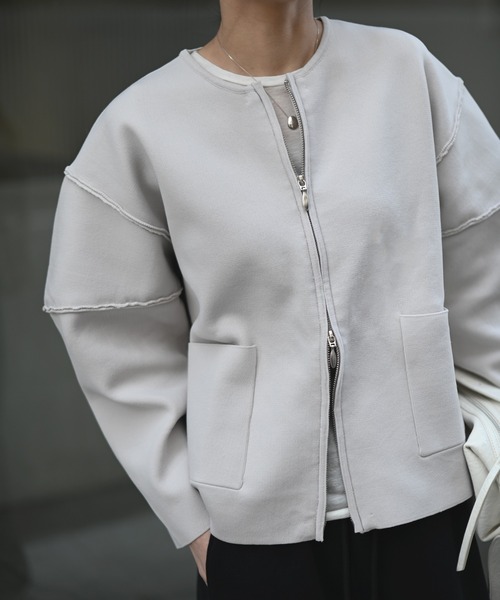 Marient(マリエント)の「ボリュームショルダージップCD(カーディガン/ボレロ・レディース・ライトグレー/チャコール・FREE)」の15枚目の写真