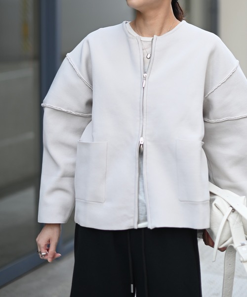 Marient(マリエント)の「ボリュームショルダージップCD(カーディガン/ボレロ・レディース・ライトグレー/チャコール・FREE)」の16枚目の写真