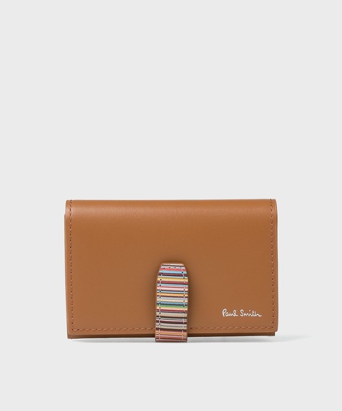 極美品　Paul Smith シグネチャーストライプ牛革名刺入れ シグネチャーストライプタブ SS25 名刺入れ【553409 P063