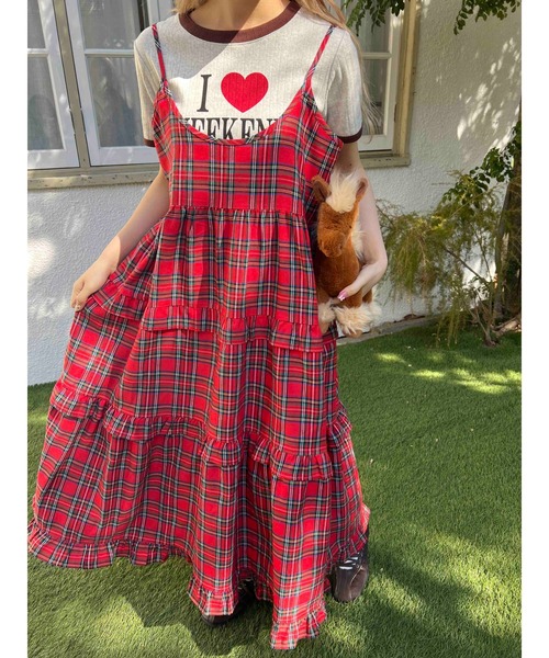 WC(ダブル シー)の「《EC限定★》ボリュームティアードキャミワンピース(ワンピース・レディース・ブルー/レッド/アイボリー・FREE)」の11枚目の写真