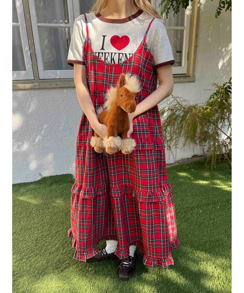 WC(ダブル シー)の「《EC限定★》ボリュームティアードキャミワンピース(ワンピース・レディース・ブルー/レッド/アイボリー・FREE)」の13枚目の写真