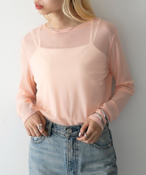 hunch(ハンチ)の「【hunch】クルーネックシアー(Tシャツ/カットソー・レディース・グレー/ブラック/ホワイト/グリーン/ピンク・FREE)」の21枚目の写真
