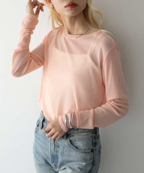 hunch(ハンチ)の「【hunch】クルーネックシアー(Tシャツ/カットソー・レディース・グレー/ブラック/ホワイト/グリーン/ピンク・FREE)」の22枚目の写真