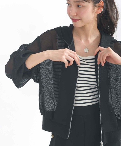 PICCIN(ピッチン)の「メッシュパーカー(パーカー・レディース・ブラック/オフホワイト/ネイビー・M)」の9枚目の写真