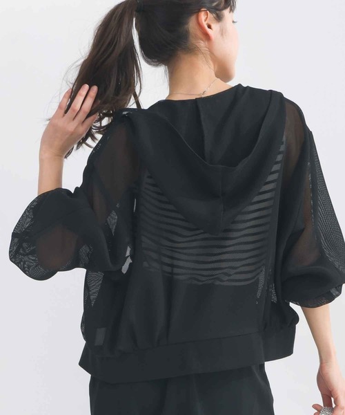 PICCIN(ピッチン)の「メッシュパーカー(パーカー・レディース・ブラック/オフホワイト/ネイビー・M)」の7枚目の写真