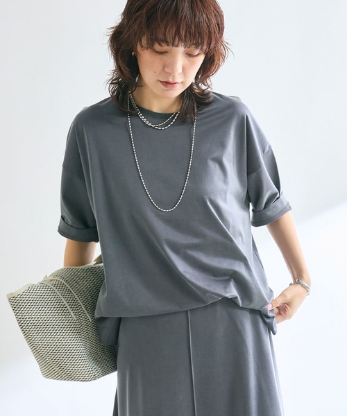 RIVE DROITE(リヴドロワ)の「【セットアップ可】キュプラオーバーTee(Tシャツ/カットソー・レディース・ホワイト系その他/チャコールグレー/ブラック・FREE)」の2枚目の写真