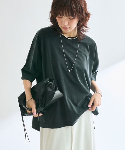 RIVE DROITE(リヴドロワ)の「【セットアップ可】キュプラオーバーTee(Tシャツ/カットソー・レディース・ホワイト系その他/チャコールグレー/ブラック・FREE)」の3枚目の写真