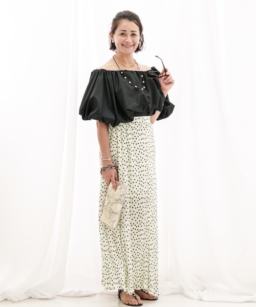 a lot of love(ア ロット オブ ラブ)の「メローロックフリル ドット柄スカート(スカート・レディース・オフホワイト/ブラック・FREE)」の10枚目の写真