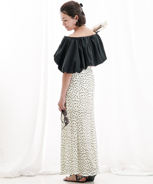 a lot of love(ア ロット オブ ラブ)の「メローロックフリル ドット柄スカート(スカート・レディース・オフホワイト/ブラック・FREE)」の11枚目の写真