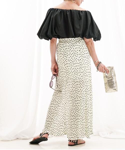 a lot of love(ア ロット オブ ラブ)の「メローロックフリル ドット柄スカート(スカート・レディース・オフホワイト/ブラック・FREE)」の7枚目の写真