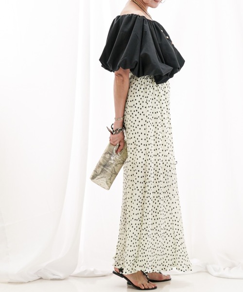 a lot of love(ア ロット オブ ラブ)の「メローロックフリル ドット柄スカート(スカート・レディース・オフホワイト/ブラック・FREE)」の5枚目の写真