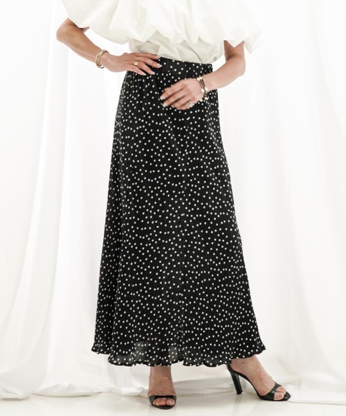 a lot of love(ア ロット オブ ラブ)の「メローロックフリル ドット柄スカート(スカート・レディース・オフホワイト/ブラック・FREE)」の14枚目の写真