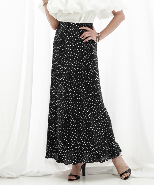 a lot of love(ア ロット オブ ラブ)の「メローロックフリル ドット柄スカート(スカート・レディース・オフホワイト/ブラック・FREE)」の13枚目の写真