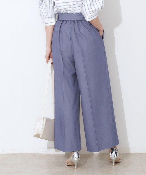 couture brooch（クチュールブローチ）の「【リボン付き・通勤】シャンブレーワイドパンツ（その他パンツ・レディース・ネイビー/ライトブルー・38/36/42/40）」の9枚目の写真