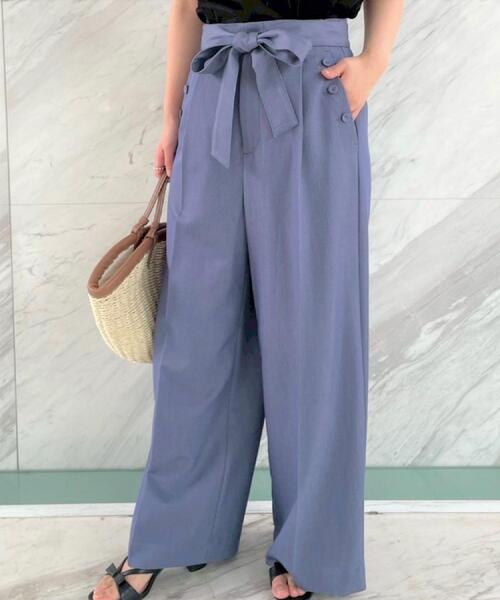couture brooch（クチュールブローチ）の「【リボン付き・通勤】シャンブレーワイドパンツ（その他パンツ・レディース・ネイビー/ライトブルー・38/36/42/40）」の13枚目の写真