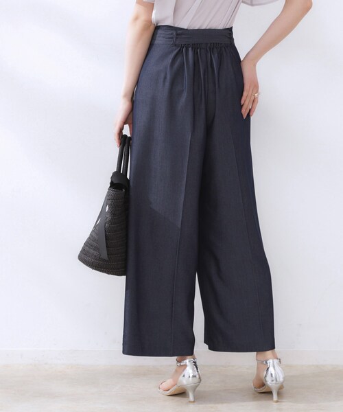 couture brooch（クチュールブローチ）の「【リボン付き・通勤】シャンブレーワイドパンツ（その他パンツ・レディース・ネイビー/ライトブルー・38/36/42/40）」の19枚目の写真