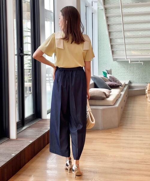 couture brooch（クチュールブローチ）の「【リボン付き・通勤】シャンブレーワイドパンツ（その他パンツ・レディース・ネイビー/ライトブルー・38/36/42/40）」の22枚目の写真