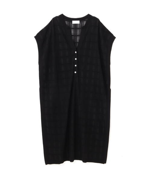 human woman(ヒューマンウーマン)の「◆【ウォッシャブル】【WEB・一部店舗限定】シアーチェックニットワンピース(ワンピース・レディース・ブラック/ブルー・MEDIUM)」の6枚目の写真
