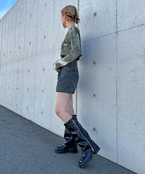 attagirl(アタガール)の「厚底サイドジッパーカバーブーツ(ブーツ・レディース・ブラック・S/M/L/LL)」の3枚目の写真