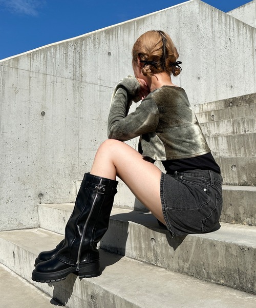attagirl(アタガール)の「厚底サイドジッパーカバーブーツ(ブーツ・レディース・ブラック・S/M/L/LL)」の6枚目の写真