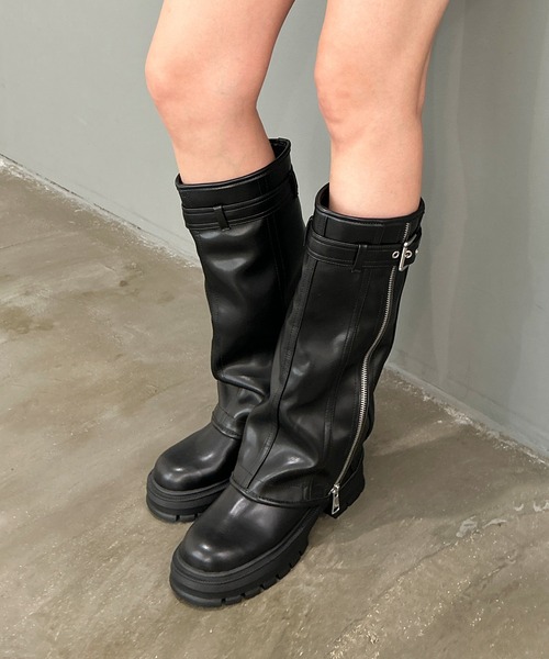 attagirl(アタガール)の「厚底サイドジッパーカバーブーツ(ブーツ・レディース・ブラック・S/M/L/LL)」の7枚目の写真