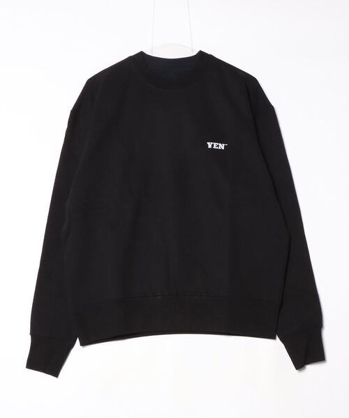 YEN TOWN MARKET(イェンタウンマーケット)の「YEN スモール ロゴ クルーネック スウェット(スウェット・メンズ・ブラック/ホワイト×ピンク/ホワイト×グリーン/ヘザーグレー/グリーン系/ピンク系・FREE)」の3枚目の写真