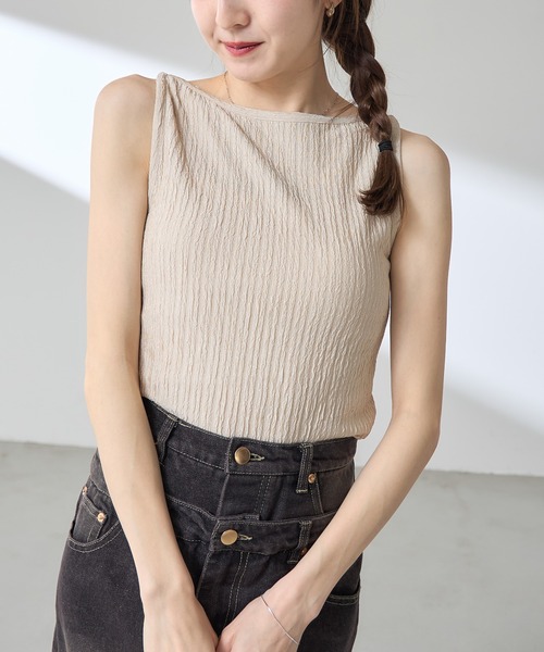 セール】【ZOZO限定】ワッシャーボートネックタンク（タンクトップ