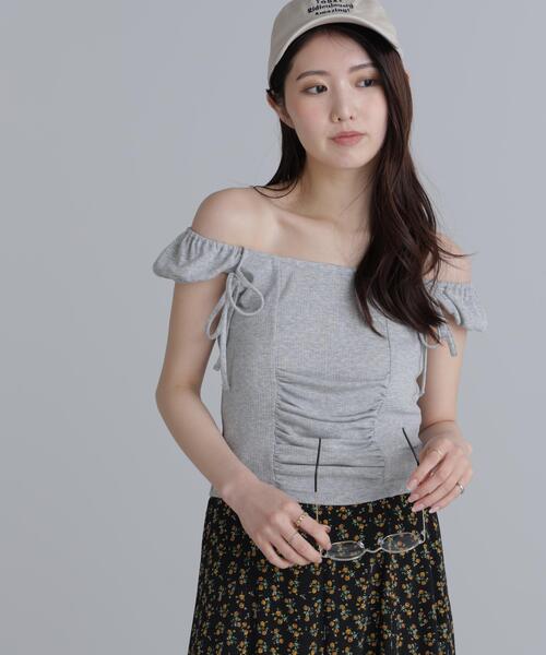 FREE'S MART（フリーズマート）の「◆オフショルリボンカットソー（Tシャツ/カットソー・レディース・グレー/ブラック/ホワイト・FREE）」の3枚目の写真