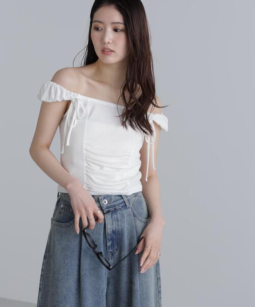 FREE'S MART（フリーズマート）の「◆オフショルリボンカットソー（Tシャツ/カットソー・レディース・グレー/ブラック/ホワイト・FREE）」の18枚目の写真