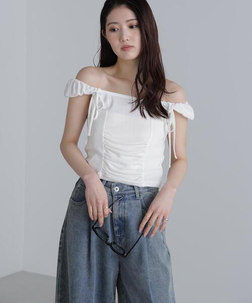 FREE'S MART（フリーズマート）の「◆オフショルリボンカットソー（Tシャツ/カットソー・レディース・グレー/ブラック/ホワイト・FREE）」の19枚目の写真