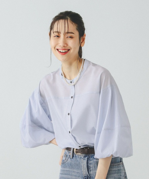 GLOBAL WORK(グローバルワーク)の「袖バルーンブラウス8分袖/288616(シャツ/ブラウス・レディース・ホワイト系その他/サックスブルー/オフホワイト/ネイビー系8/グレー系その他・LARGE/MEDIUM)」の17枚目の写真