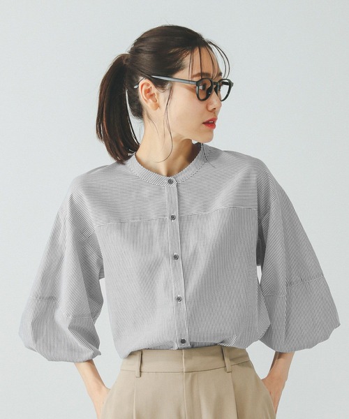 シャツ/ブラウス(半袖/袖なし) meer. 21SS balloon blouse バルーン袖フレアブラウス
