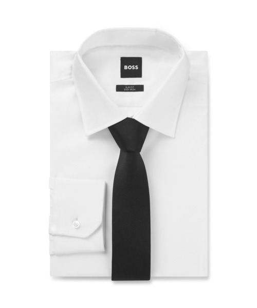 【新品・未使用タグ付】BOSS ヒューゴボス　ブラック ネクタイ 無地柄　光沢 HUGO BOSS ヒューゴボス ネクタイ メンズ ブランド おしゃれ
