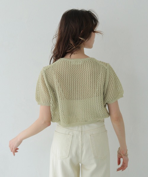 CLEIO（クレイオ）の「【CLEIO】クロップドメッシュニット CROPPED MESH KNIT/737-13677（ニット/セーター・レディース・ブラック/アイボリー/ライトブルー/ライトカーキ・FREE）」の16枚目の写真