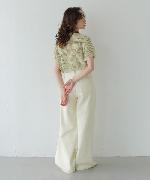 CLEIO（クレイオ）の「【CLEIO】クロップドメッシュニット CROPPED MESH KNIT/737-13677（ニット/セーター・レディース・ブラック/アイボリー/ライトブルー/ライトカーキ・FREE）」の22枚目の写真