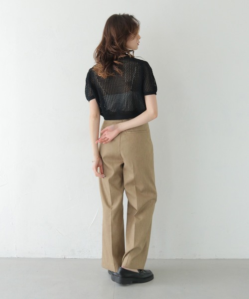CLEIO（クレイオ）の「【CLEIO】クロップドメッシュニット CROPPED MESH KNIT/737-13677（ニット/セーター・レディース・ブラック/アイボリー/ライトブルー/ライトカーキ・FREE）」の9枚目の写真