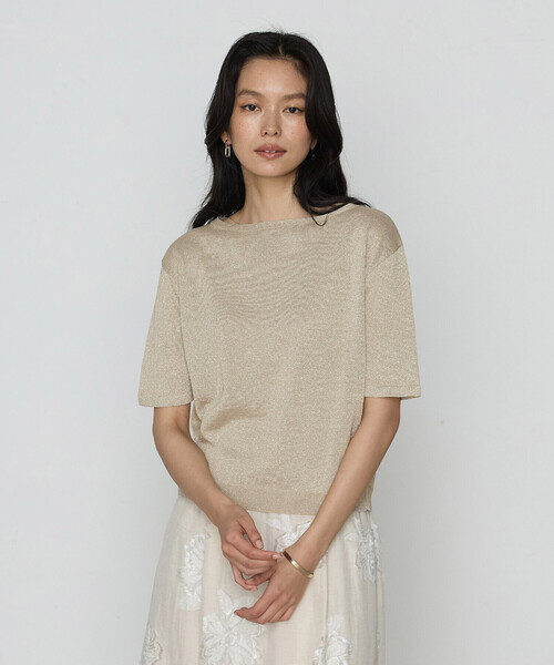 K.T KIYOKO TAKASE（キヨコタカセ）の「ラメリネンニット プルオーバー（ニット/セーター・レディース・ベージュ/チャコール/レモンイエロー・11号/9号）」の2枚目の写真