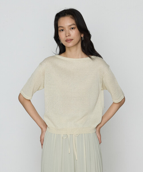 K.T KIYOKO TAKASE（キヨコタカセ）の「ラメリネンニット プルオーバー（ニット/セーター・レディース・ベージュ/チャコール/レモンイエロー・11号/9号）」の3枚目の写真