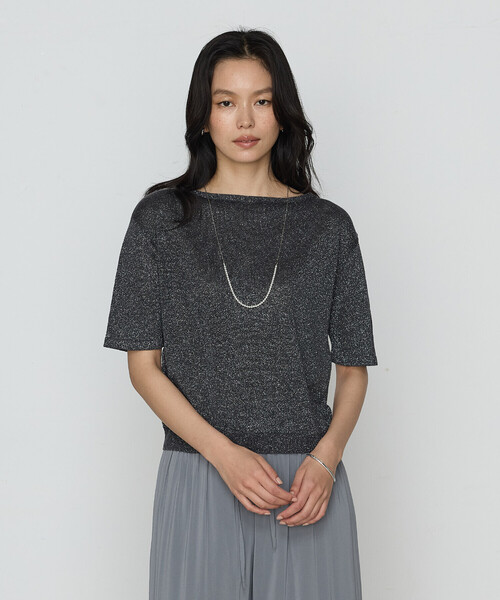 K.T KIYOKO TAKASE（キヨコタカセ）の「ラメリネンニット プルオーバー（ニット/セーター・レディース・ベージュ/チャコール/レモンイエロー・11号/9号）」の6枚目の写真