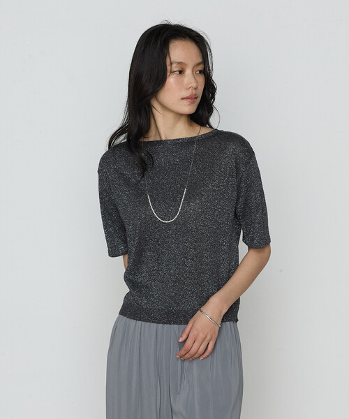 K.T KIYOKO TAKASE（キヨコタカセ）の「ラメリネンニット プルオーバー（ニット/セーター・レディース・ベージュ/チャコール/レモンイエロー・11号/9号）」の7枚目の写真