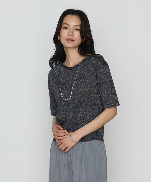 K.T KIYOKO TAKASE（キヨコタカセ）の「ラメリネンニット プルオーバー（ニット/セーター・レディース・ベージュ/チャコール/レモンイエロー・11号/9号）」の8枚目の写真