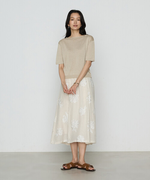 K.T KIYOKO TAKASE（キヨコタカセ）の「ラメリネンニット プルオーバー（ニット/セーター・レディース・ベージュ/チャコール/レモンイエロー・11号/9号）」の12枚目の写真