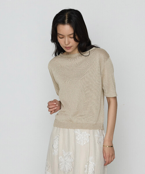 K.T KIYOKO TAKASE（キヨコタカセ）の「ラメリネンニット プルオーバー（ニット/セーター・レディース・ベージュ/チャコール/レモンイエロー・11号/9号）」の13枚目の写真