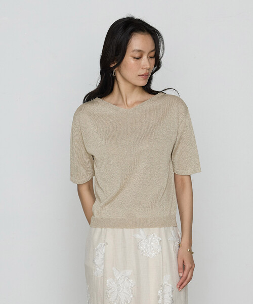 K.T KIYOKO TAKASE（キヨコタカセ）の「ラメリネンニット プルオーバー（ニット/セーター・レディース・ベージュ/チャコール/レモンイエロー・11号/9号）」の14枚目の写真