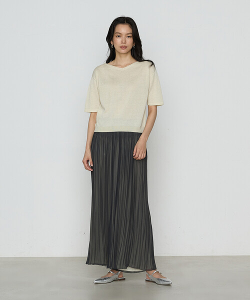 K.T KIYOKO TAKASE（キヨコタカセ）の「ラメリネンニット プルオーバー（ニット/セーター・レディース・ベージュ/チャコール/レモンイエロー・11号/9号）」の15枚目の写真