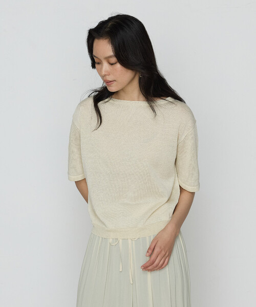 K.T KIYOKO TAKASE（キヨコタカセ）の「ラメリネンニット プルオーバー（ニット/セーター・レディース・ベージュ/チャコール/レモンイエロー・11号/9号）」の17枚目の写真